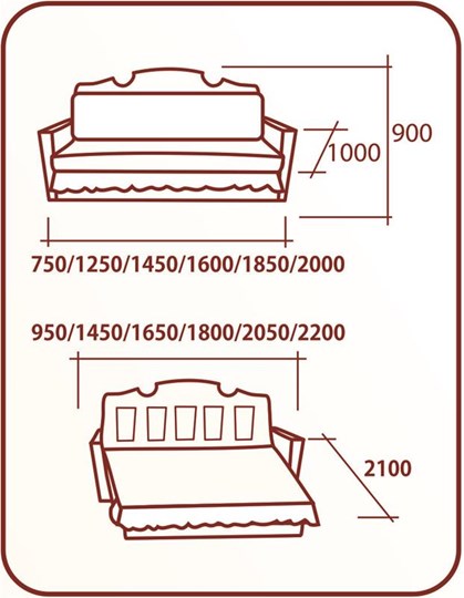 Прямой диван Аккордеон Бук 120 Радуга в Грозном - изображение 1
